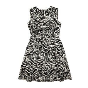Nooworks Edie Zig Zag Dress Cotton Abstract Doodle Print Indie Casual Mini Sz S